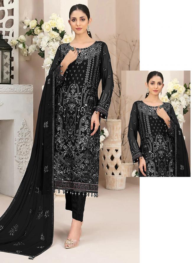 Georgette Black Eid Wear Embroidery Work Pakistani Suit